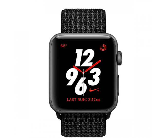 Apple Watch Series 3 Nike + GPS + LTE 42mm Space Gray Aluminum Case with Black / Pure Platinum Loop (MQLF2)