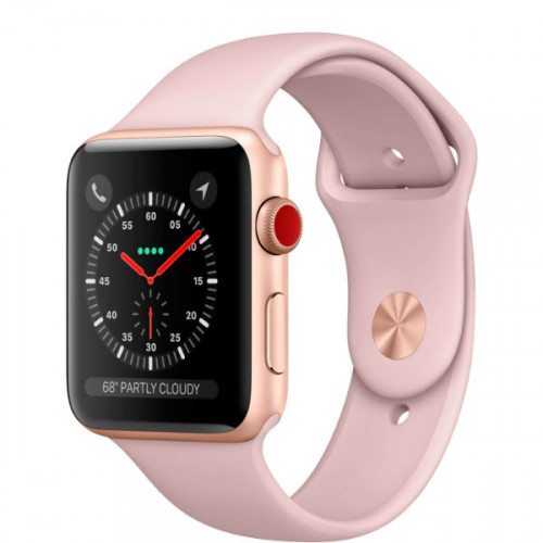 Apple Watch Series 3 GPS LTE 38mm Gold Aluminum Case with Pink Sand Sport Band (MQJQ2)