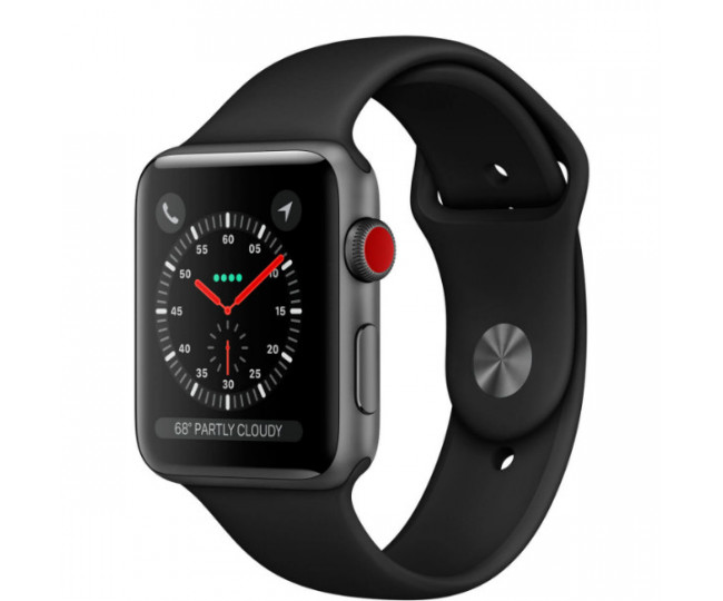 Смарт-годинник Apple Watch Series 3 GPS + Cellular 42mm Space Black Stainless Steel w. Black Sport B. (MQK92)