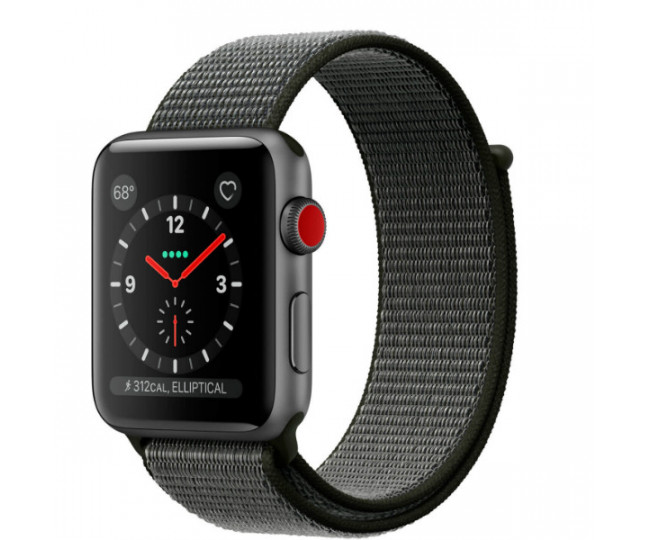 Apple Watch Series 3 GPS + LTE 38mm Space Gray Aluminum w. Dark Olive Sport L. (MQJT2)