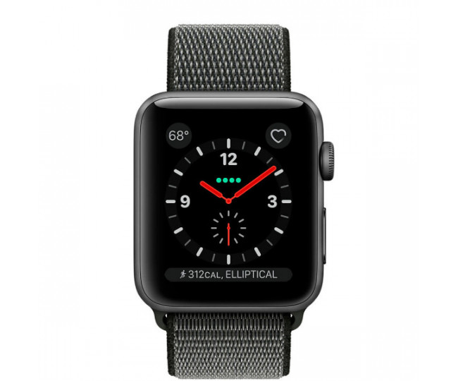 Apple Watch Series 3 GPS + LTE 38mm Space Gray Aluminum w. Dark Olive Sport L. (MQJT2)