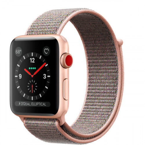 Apple Watch Series 3 GPS + LTE 42mm Gold Aluminum Case with Pink Sand Sport Loop (MQK72)
