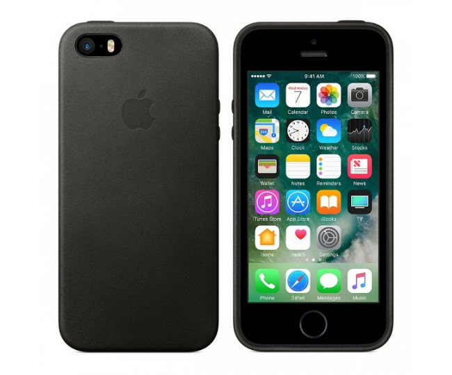 Чохол Apple Leather Case для iPhone 5 / 5s / SE Black (MMHH2)