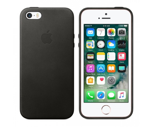 Чохол Apple Leather Case для iPhone 5 / 5s / SE Black (MMHH2)