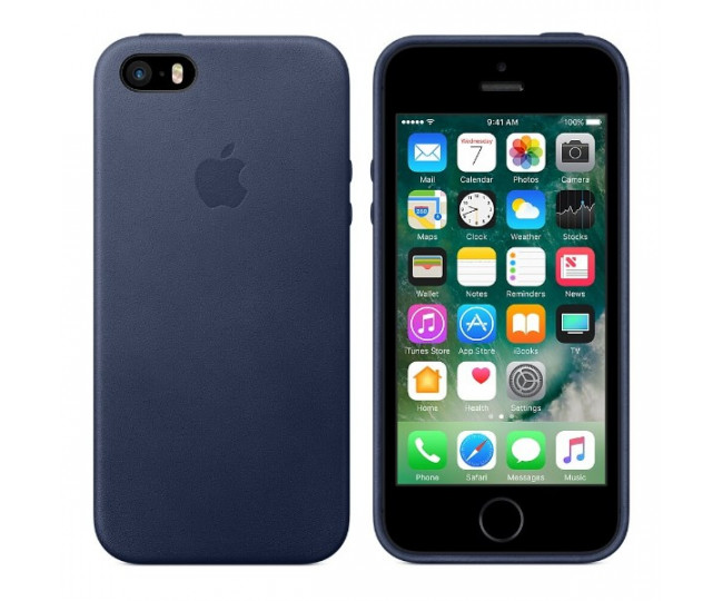 Чохол Apple Leather Case для iPhone 5 / 5s / SE Midnight Blue (MMHG2)