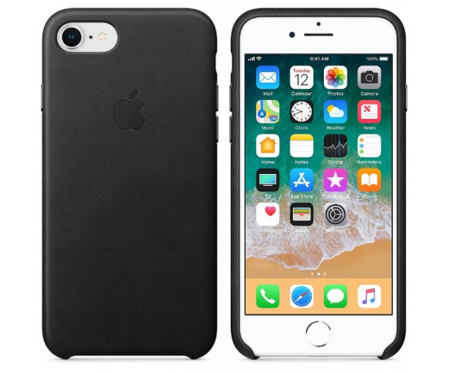 Оригинальный чехол Apple Leather Case для iPhone 8/7 Black (MQH92)