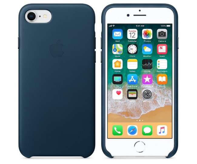 Оригинальный чехол Apple Leather Case для iPhone 8/7 Cosmos Blue (MQHF2)