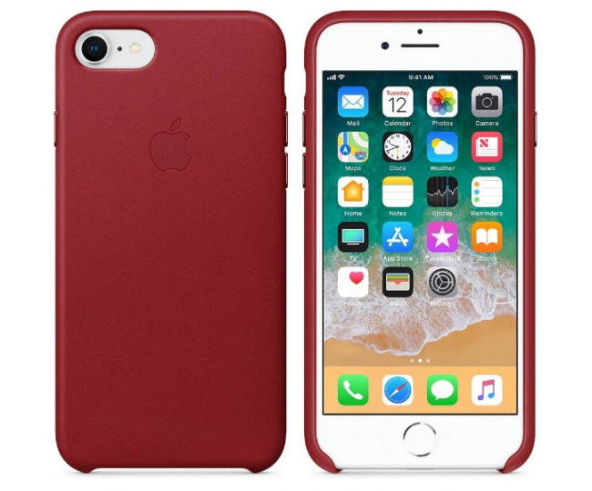 Оригінальний чохол Apple Leather Case для iPhone 8/7 (PRODUCT) Red (MQHA2)