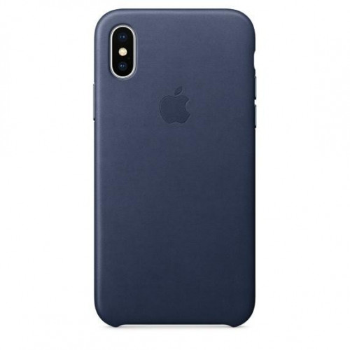 Оригінальний чохол Apple Leather Case для iPhone X Midnight Blue (MQTC2)