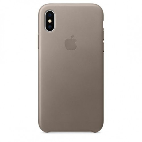 Оригинальный чехол Apple Leather Case для iPhone X Taupe (MQT92)