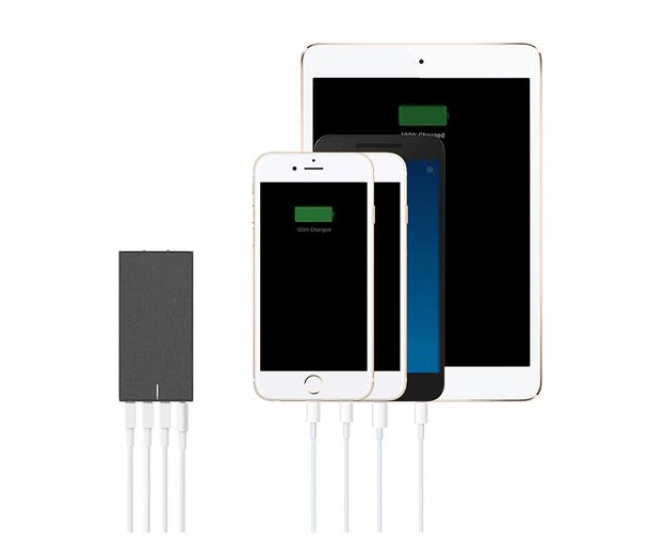 Зарядний Native Union Smart Charger 4-Port USB Fabric Slate (SM4-GRY-FB-INT)