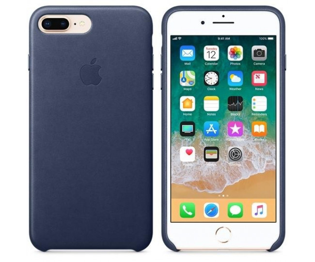 Оригінальний чохол Apple Leather Case для iPhone 8 Plus / 7 Plus Midnight Blue (MQHL2)