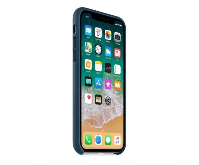 Оригінальний чохол Apple Leather Case для iPhone X Cosmos Blue (MQTH2)