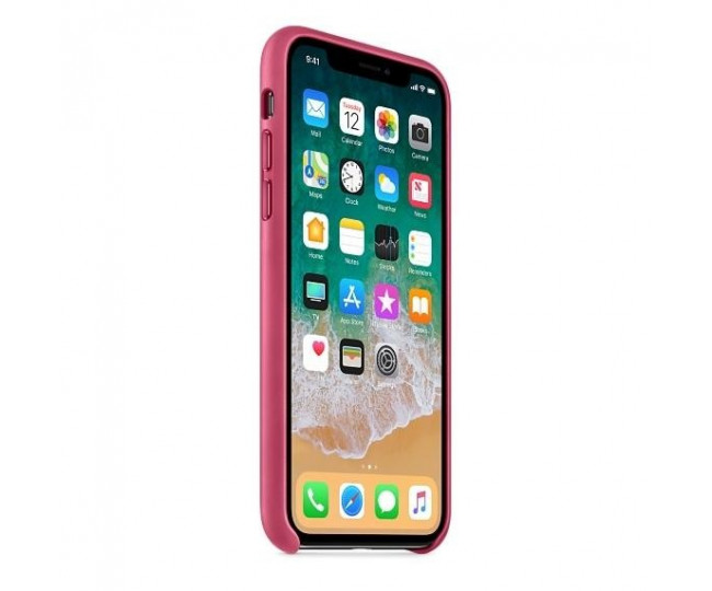 Оригінальний чохол Apple Leather Case для iPhone X Pink Fuchsia (MQTJ2)
