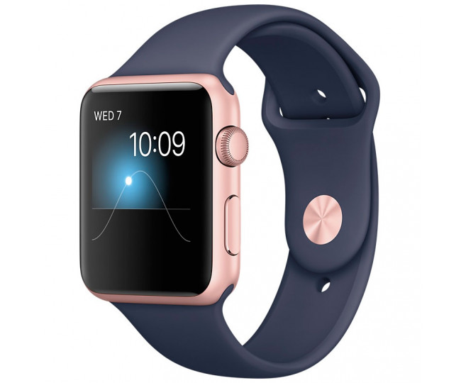 Apple Watch Series 1 42mm Rose Gold Aluminum Case with Midnight Blue Sport Band (MNNM2)