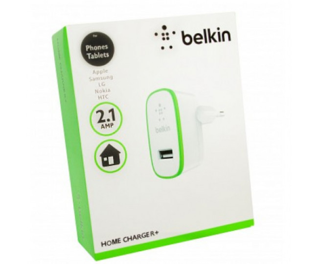СЗУ Belkin 2.1A 1USB cable Big White