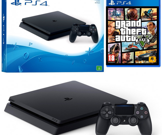 Sony Playstation 4 Slim 500gb + Игра GTA 5 (Гарантия 18 месяцев)