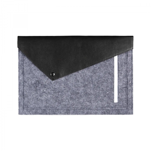 Чехол-конверт для Macbook 13 New фетровый из экокожи Black (GM13-13New)