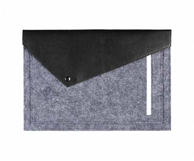 Чехол-конверт для Macbook 13 New фетровый из экокожи Black (GM13-13New)