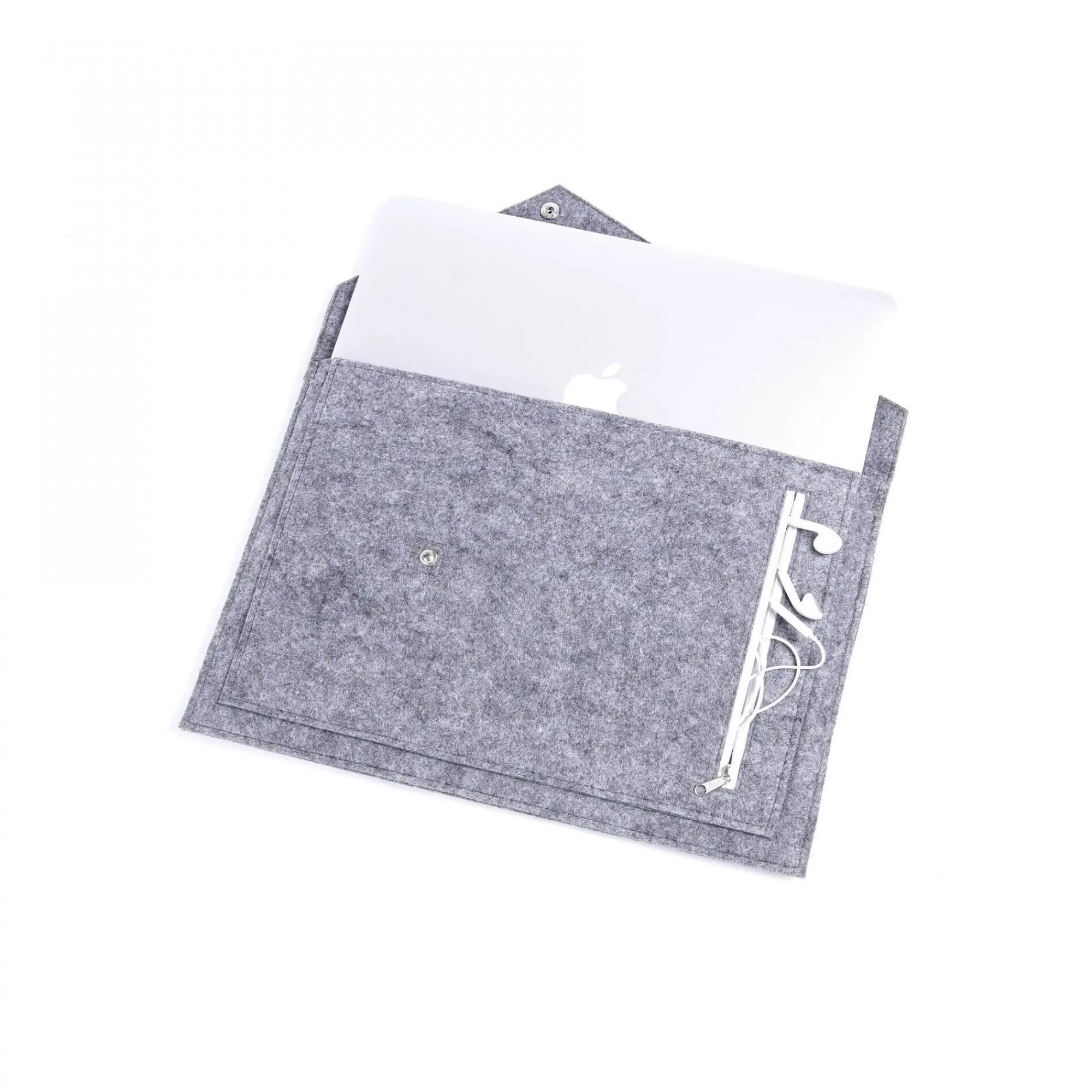 Чехол-конверт для Macbook 13 New фетровый из экокожи Black (GM13-13New)