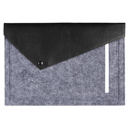 Чохол-конверт для Macbook 13 New фетровий з екошкіри Black (GM13-13New)
