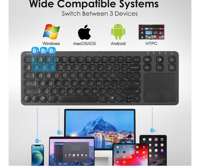 Багатофункціональна Bluetooth-клавіатура SANWA з сенсорною панеллю