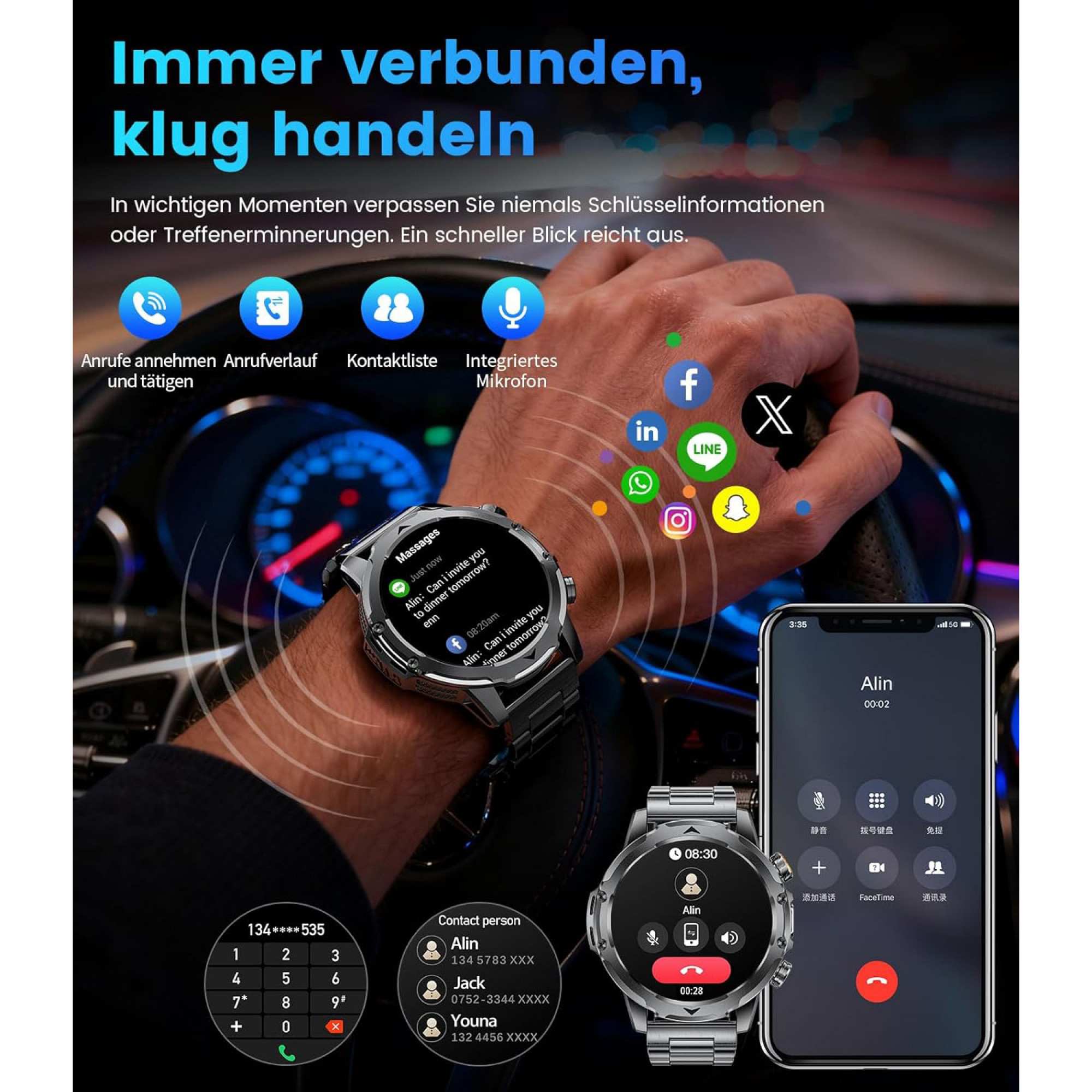 Чоловічий смарт-годинник FITFLEX з можливістю здійснення дзвінків