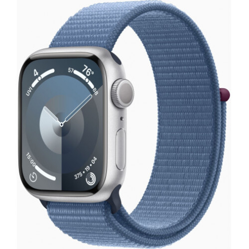 Apple Watch Series 9 GPS 41mm Silver Aluminum Case Winter Blue Sport Band (MR923)