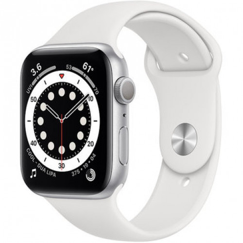 Apple Watch Series 6 GPS 44mm (GPS+LTE) Silver Aluminum Case with White Sport Band (M07F3 / MG2C3)