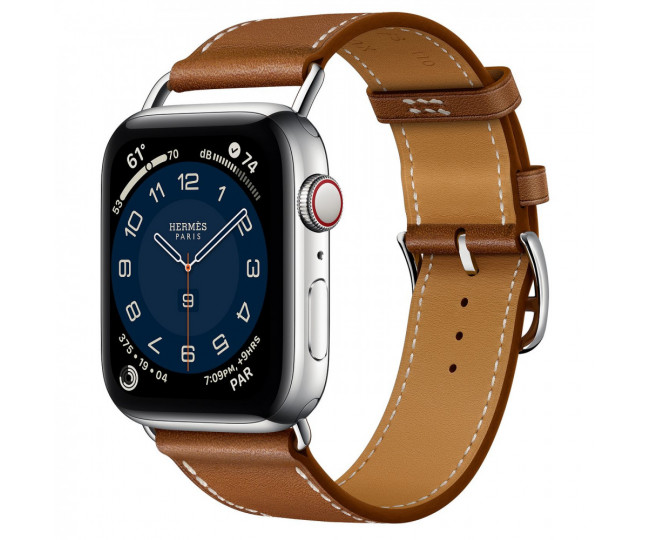 Apple Watch Hermes Series 6 44mm Silver Stainless Still with Attelage Single Tour Brown (MG3G3)