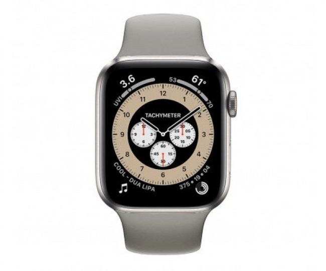 Apple Watch 6 4G 44mm Titanium Case with M/L Light Gray Sport Band (M0H23)