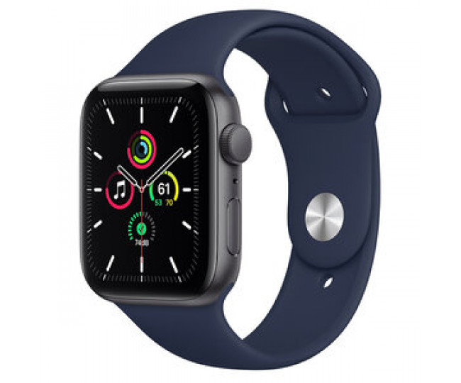 Apple Watch SE GPS 44mm Space Gray Aluminum Case with Deep Navy Sport Band (MYE32)
