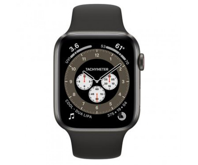 Apple Watch 6 4G 44mm Space Black Titanium Case with S/M Dark Gray Sport Band (M0H13) 
