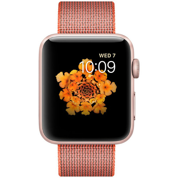 Apple Watch Series 2 42mm Rose Gold Aluminum Case with Space Orange/Anthracite Woven Nylon (MNPM2)