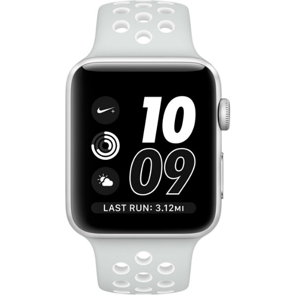 Apple Watch Nike 42mm Silver Aluminum Case with Pure Platinum/White Nike Sport Band (MQ192)