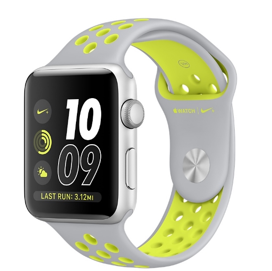 Apple Watch Nike+ 38mm Silver Aluminum Case with Flat Silver/Volt Nike Sport Band (MNYP2)