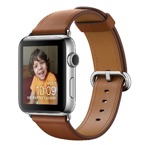 Apple Watch Series 2 38mm Stainless Steel Case with Saddle Brown Classic Buckle Band (MNP72)