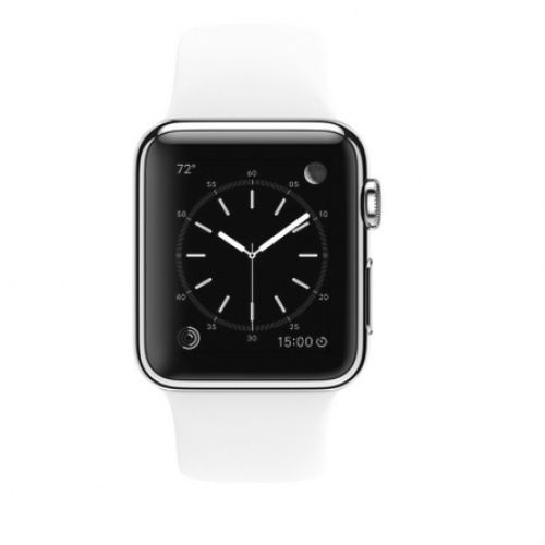 Apple Watch 38mm Stainless Steel with White Sport Band (MJ302)