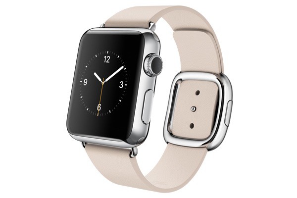 Apple Watch 38mm Stailnless Steel Case with Soft Pink Modern Buckle (MJ362)