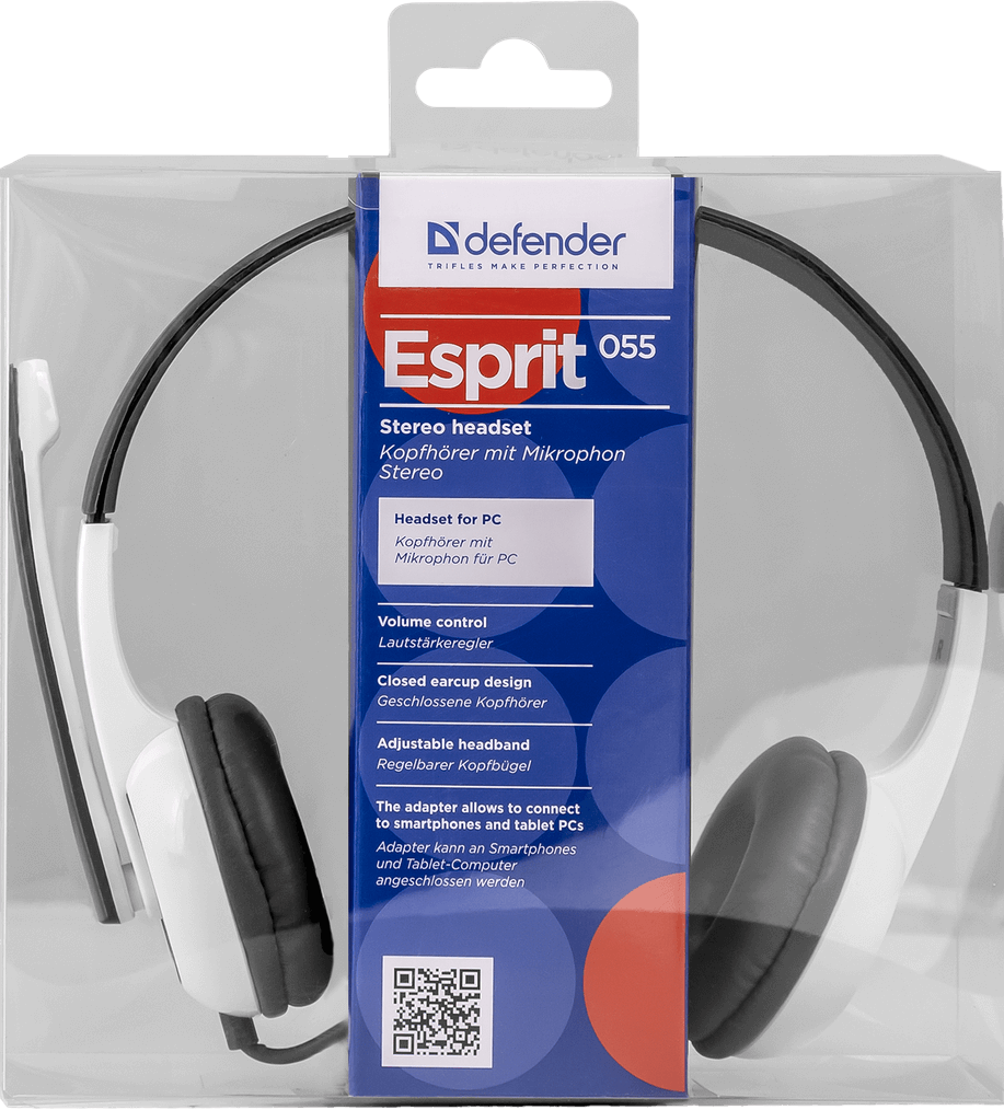 Наушники Defender Esprit 055 Grey / 2м кабель
