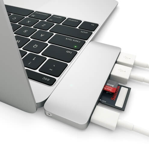 Картридер концентратор Satechi Type-C USB 3.0 Pass-through Hub Silver (ST-TCUPS)