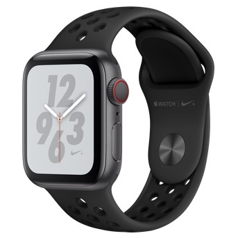 Apple Watch Series 4 Nike+ GPS + Cellular 40mm Gray c. w. Black Nike Sport b. (MTX82)