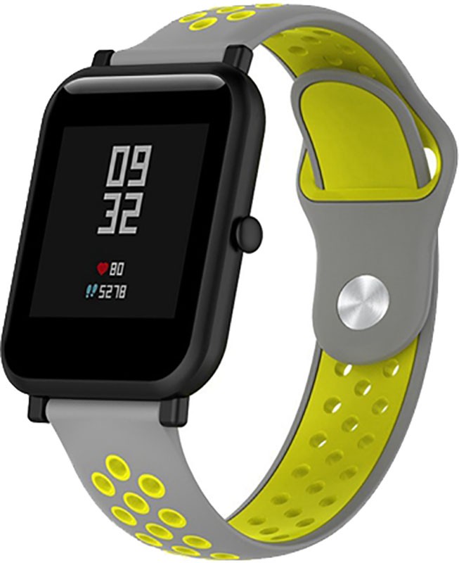 UWatch Silicone Double color strap for Amazfit Bip Grey/Yellow