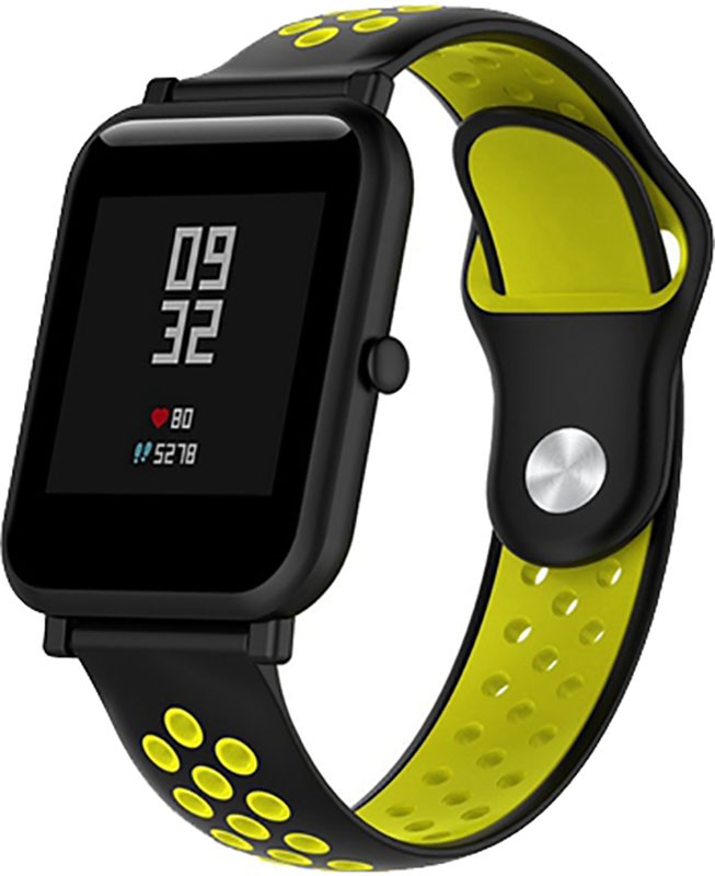UWatch Silicone Double color strap for Amazfit Bip Black/Yellow