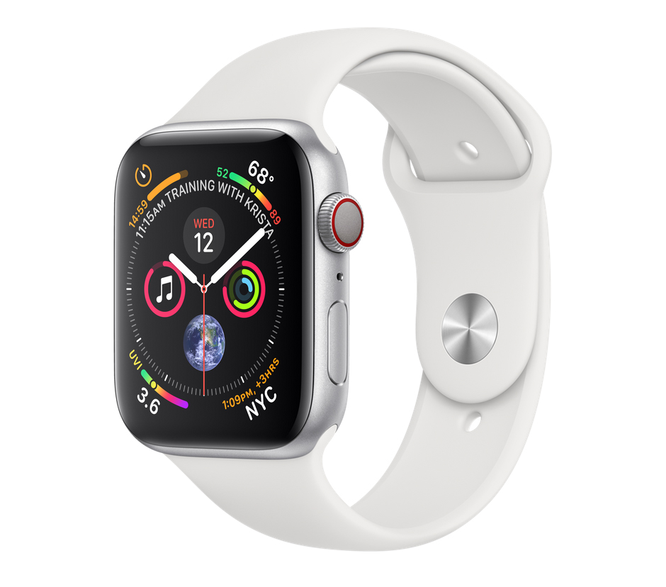 Apple Watch Series 4 (GPS + Cellular) 44mm Silver Aluminum Case with White Sport Loop (MTUU2) б/у