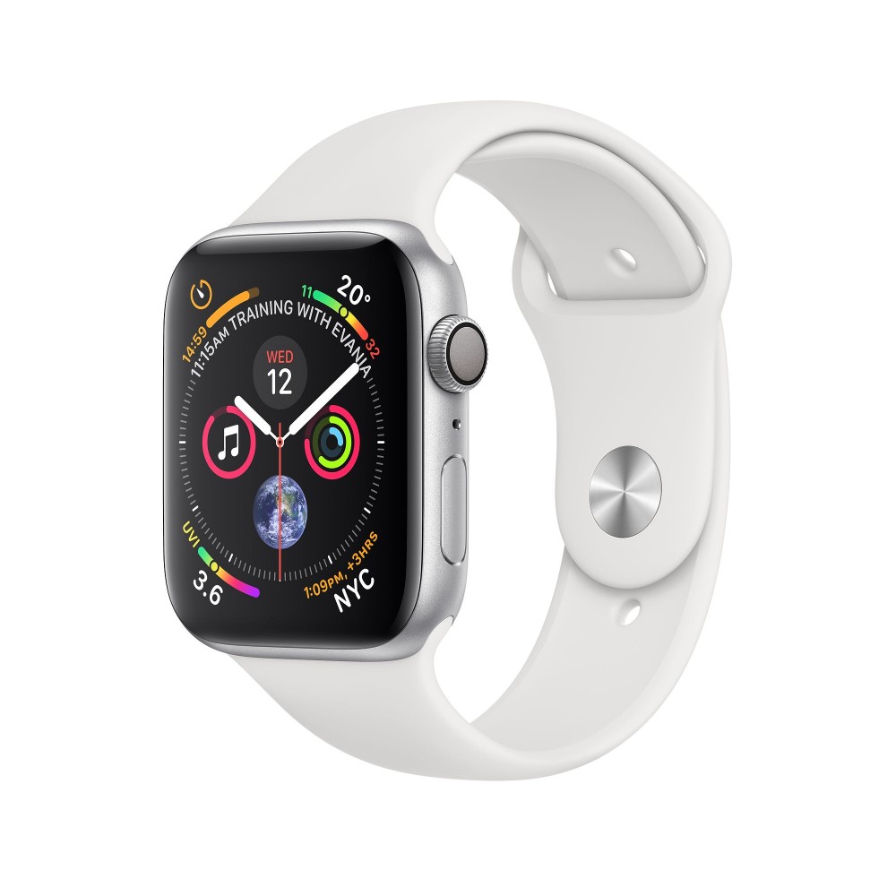 Apple Watch Series 4 GPS LTE (MTUL2 / MTVJ2) 40mm Stainless Steel Case with White Sport Band
