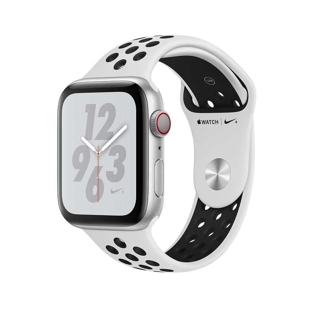 Apple Watch Nike Series 4 GPS LTE 44mm Silver Alum. w. Platinum/Black Nike Sport b. Silver Alum. (MTXC2)