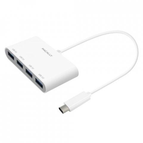 USB hub Macally USB-C to 4 port USB-A Hub White (UCHUB4)