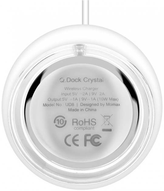 Беспроводное зарядное устройство Momax Q.Dock Crystal Wireless Charger White (UD8W)