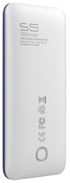 Внешний аккумулятор PURIDEA S5 7000mAh Li-Pol Rubber Blue & White